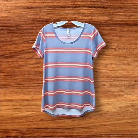 LulaRoe, Sz XS, Grey, Orange Stripes, Swing Style, Polyester, Stretch - Picture 1 of 9